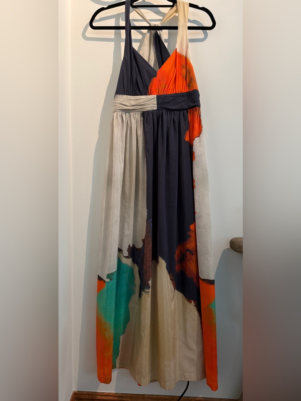 Boss Multicolor Halter Maxi Dress with Abstract Splash Print